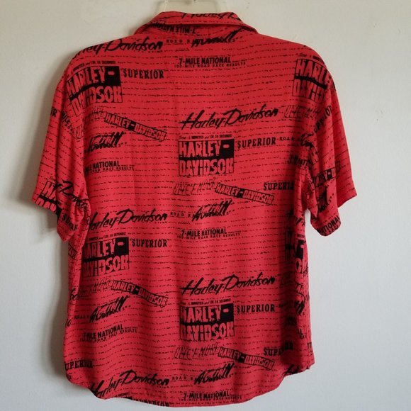 HARLEY-DAVIDSON Short Sleeve Allover Print Button Down Shirt - Picture 10 of 13